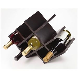 Brown Countertop Wooden Wine Bottle Rack Holder